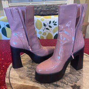 GB Gianni Bianni Dusty Rose pink patent leather platform ankle boots 8
